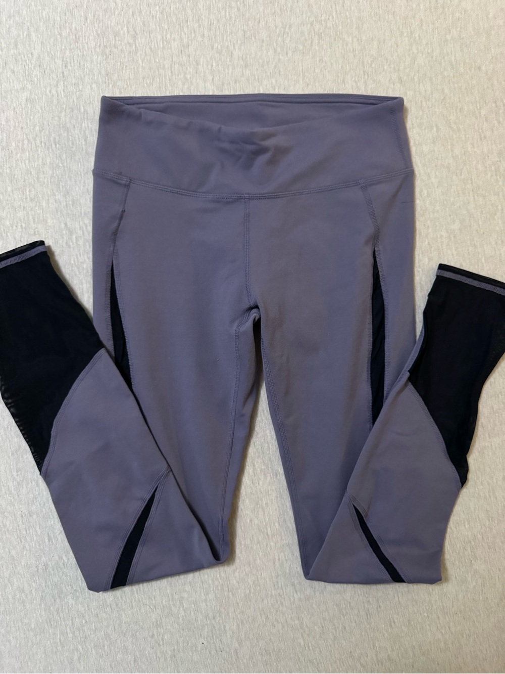 Fabletics Girls' Purple Leggings with Black Mesh Insets